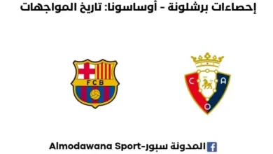 إحصاءات برشلونة-أوساسونا عدد المواجهات