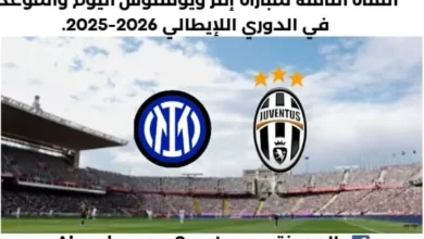 موعد مباراة إنتر ويوفنتوس اليوم والقناة الناقلة لمباراة إنتر ويوفنتوس