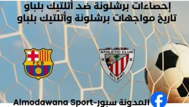إحصاءات برشلونة ضد أتلتيك بلباو وتاريخ مواجهات برشلونة وأتلتيك بلباو